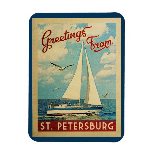 St Petersburg Sailboat Vintage Travel Florida Magnet