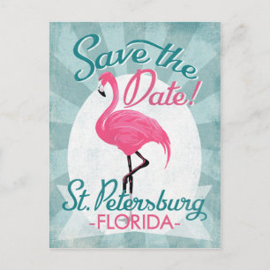 St Petersburg Save The Date Pink Flamingo Announcement Postcard