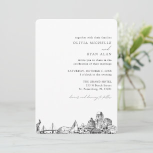 St. Petersburg Wedding Elegant Skyline Invitation