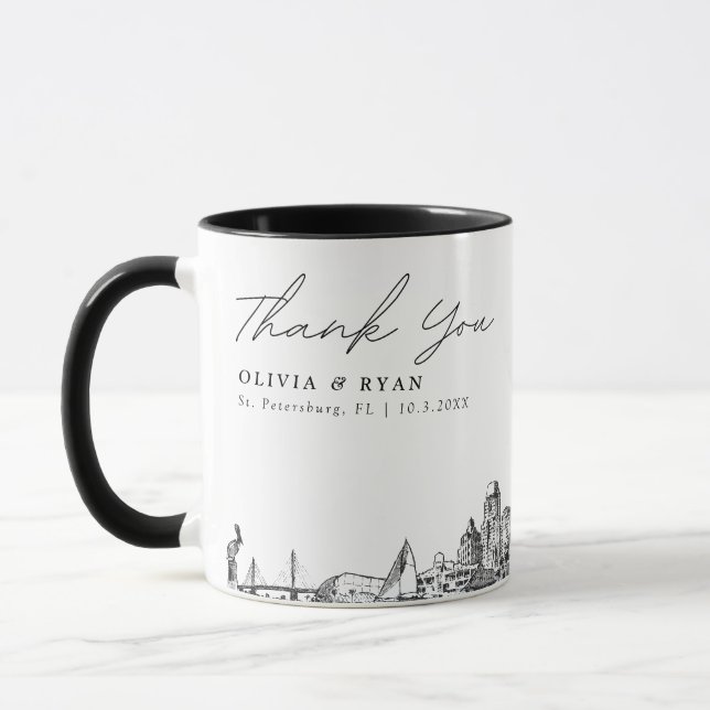 St. Petersburg Wedding Minimal Custom Coffee Mug (Left)