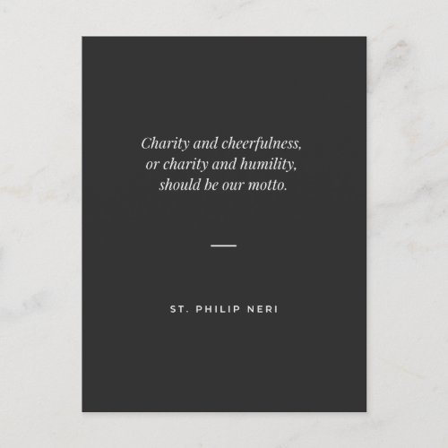 St Philip Neri Quote _ Charity joy humility Postcard