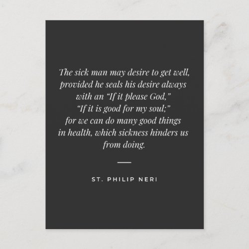 St Philip Neri Quote _ How to pray for health Postcard