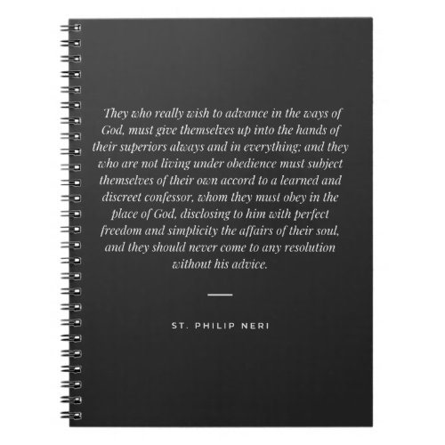 St Philip Neri Quote _ Obedience to Good Confessor Notebook