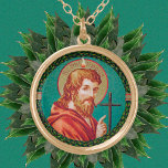 St. Philip the Apostle (JMAS 10) Gold Plated Necklace<br><div class="desc">Image Credit (JMAS 10): Antique image of St. Philip the Apostle from a late 19th-century devotional print in chromolithography with gilt accents originally published by Josef Müller, Art Publisher, Munich, Germany, from the designer’s private collection of religious ephemera. The image is one of twelve in the publisher’s Apostle Series (No....</div>