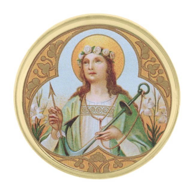 St. Philomena (BK 005) Gold Finish Lapel Pin (Front)