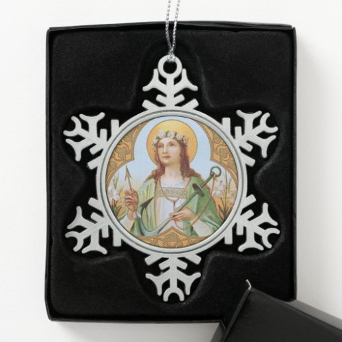 St Philomena BK 005 Snowflake Pewter Christmas Ornament