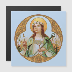 St Philomena (BK 05) Square Magnetic Greeting Card