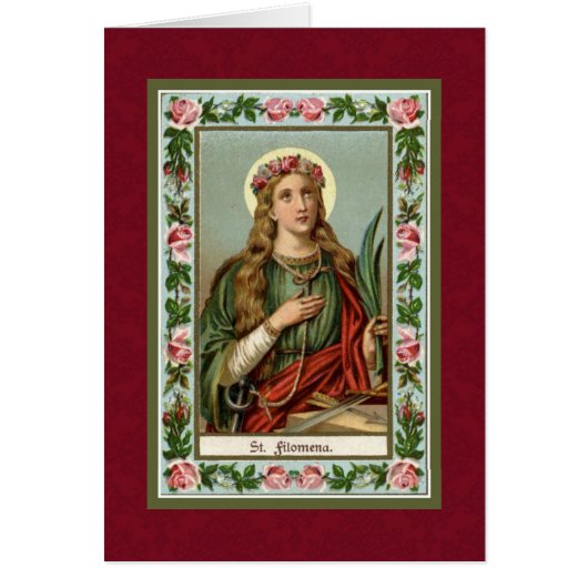 St. Philomena Pink Roses Palm Cord (Front)