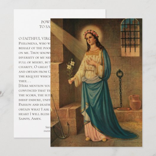 St. Philomena Powerful Novena Prayer Card (Front/Back)