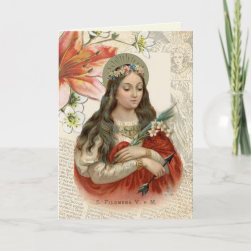 St Philomena Virgin Martyr Religious Prayer Card