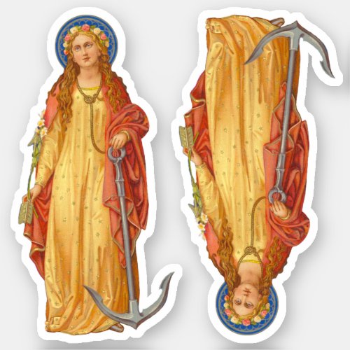St Philomena with Anchor Custom_Cut Vinyl Sticker