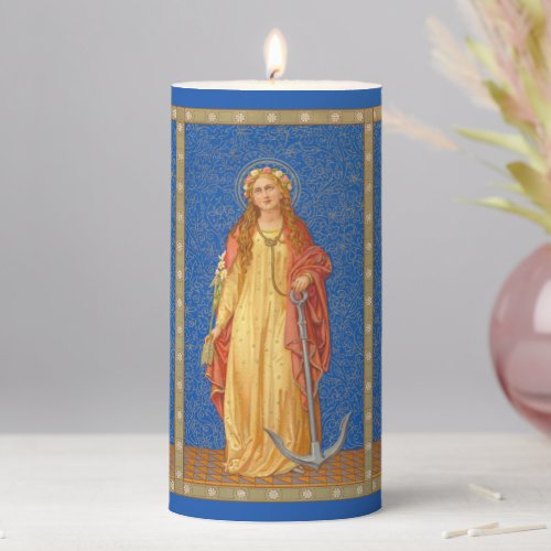 St Philomena with Anchor SNV 051 3x6 Pillar Candle