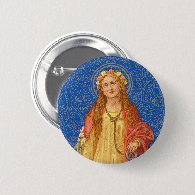 St. Philomena with Anchor (SNV 051) Button (Front & Back)