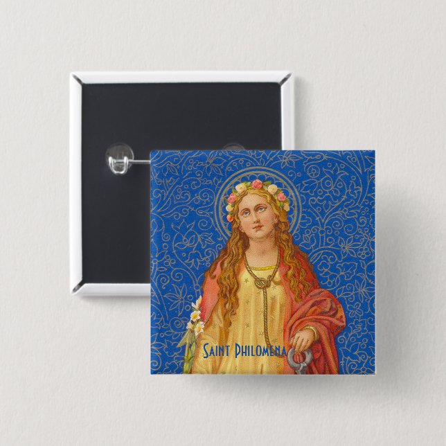 St. Philomena with Anchor (SNV 051) Button (Front & Back)