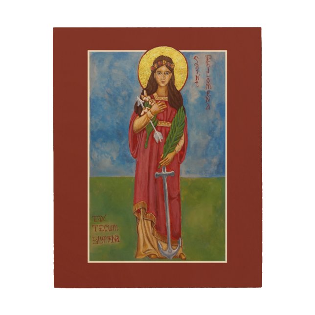 St. Philomena Wood Print Icon - 8" x 10" (Front)