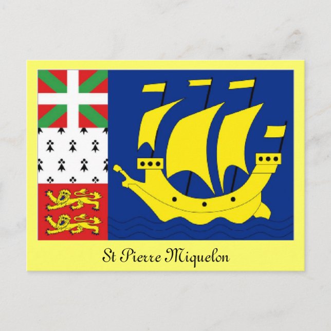 St Pierre Miquelon flag Postcard (Front)