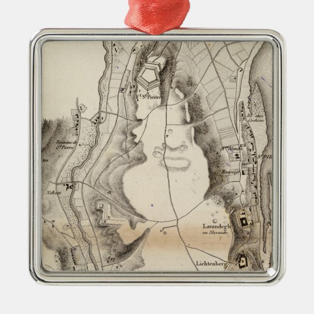 St Pierre Plateau Atlas Map Metal Ornament (Front)