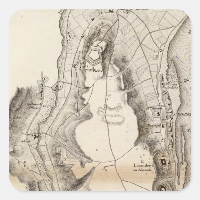 St Pierre Plateau Atlas Map Square Sticker (Front)