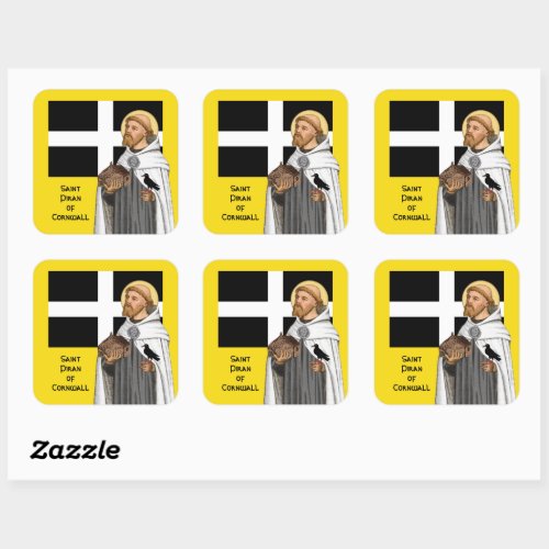 St Piran of Cornwall SAE 01 and His Flag Square Sticker