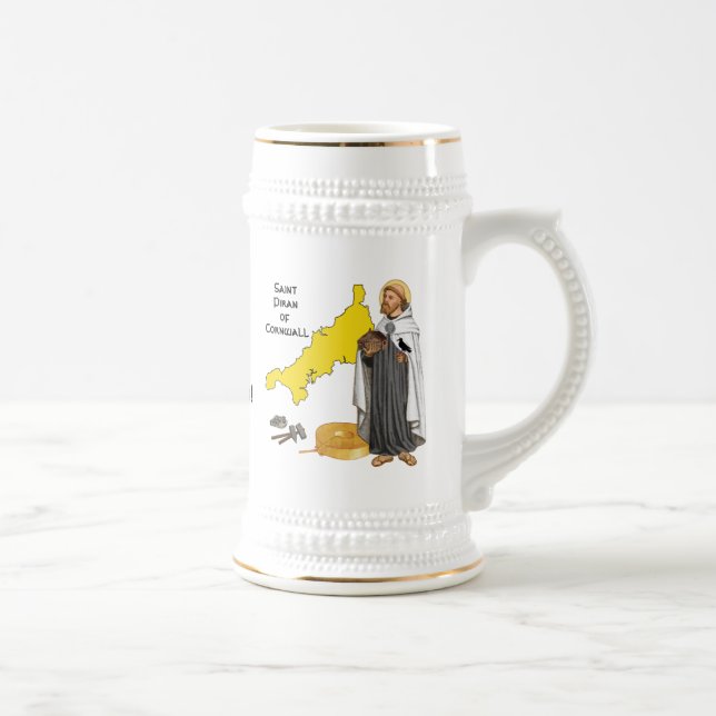 St. Piran of Cornwall (SAE 01) Bilingual Toast Beer Stein (Right)