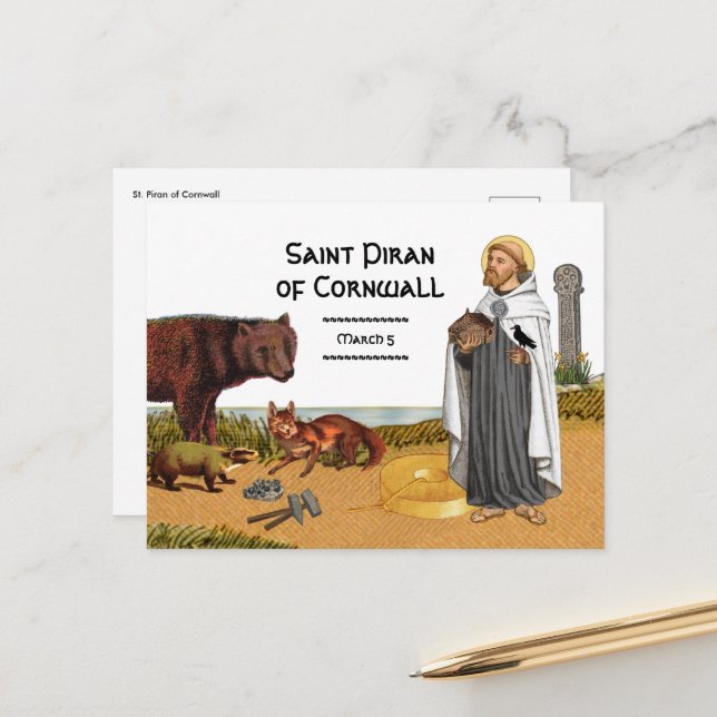 St. Piran of Cornwall (SAE 01) Postcard (Front/Back In Situ)