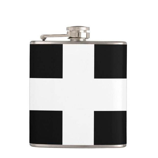 St. Piran’s flag / flag of Cornwall Flask (Front)
