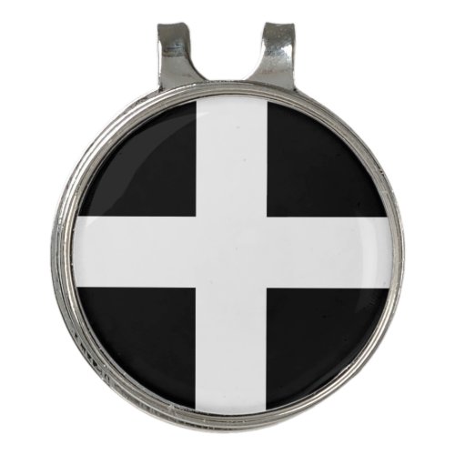 St Pirans flag  flag of Cornwall  Golf Hat Clip