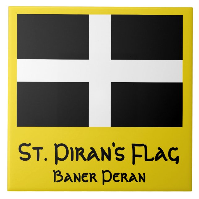 St. Piran's Flag Ceramic Tile (Front)