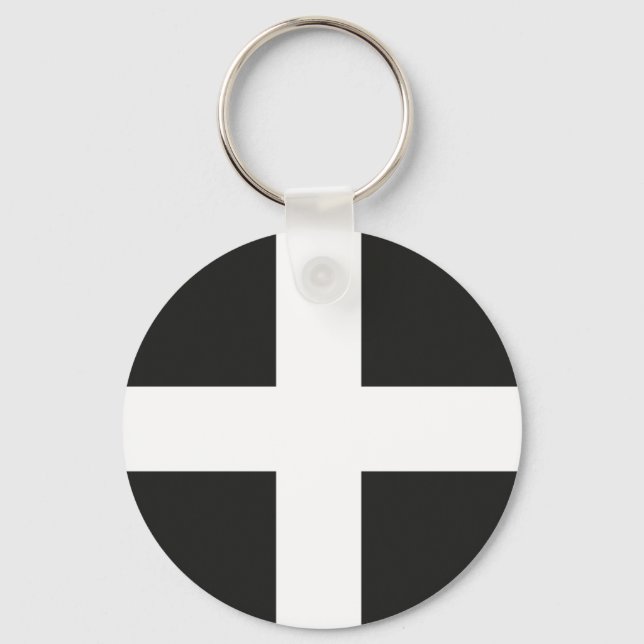 St Piran's Flag Cornwall Kernow Keychain (Front)