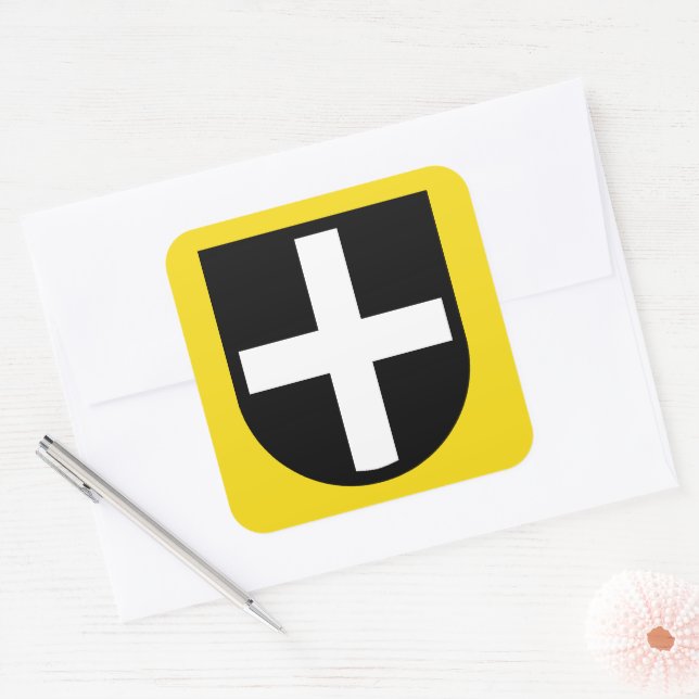 St. Piran's Shield 1-Up - Contour Square Sticker (Envelope)