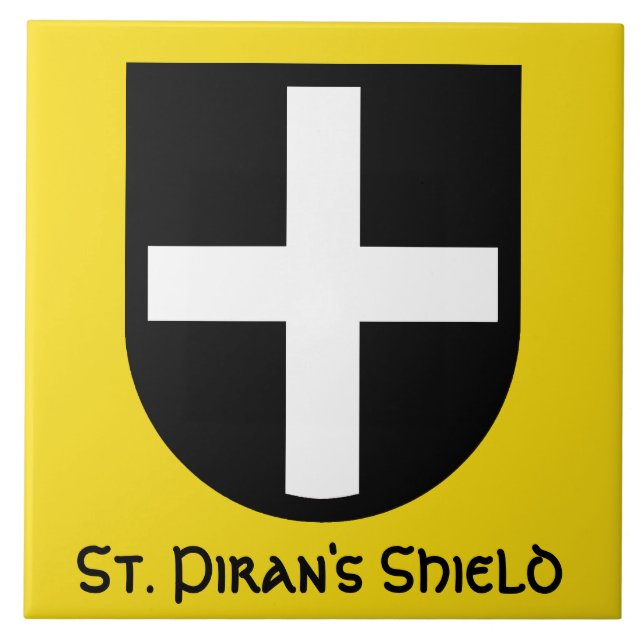 St. Piran's Shield Ceramic Tile (Front)