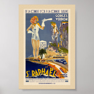 St Raphaël France Vintage Poster 1930s