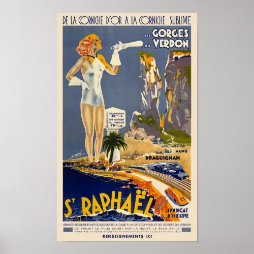 St Raphal France Vintage Poster 1930s