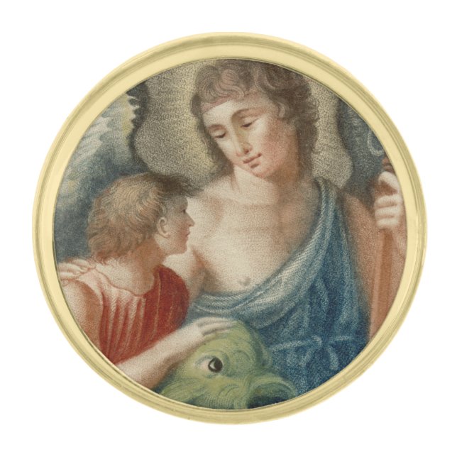 St. Raphael the Archangel (M 012) Gold Finish Lapel Pin (Front)