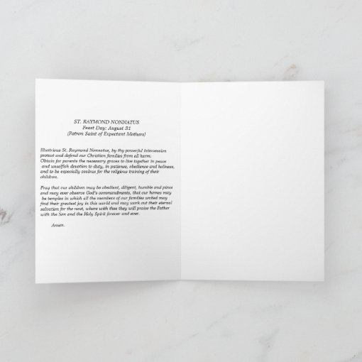St. Raymond Nonnatus Greeting Card w/prayer Zazzle