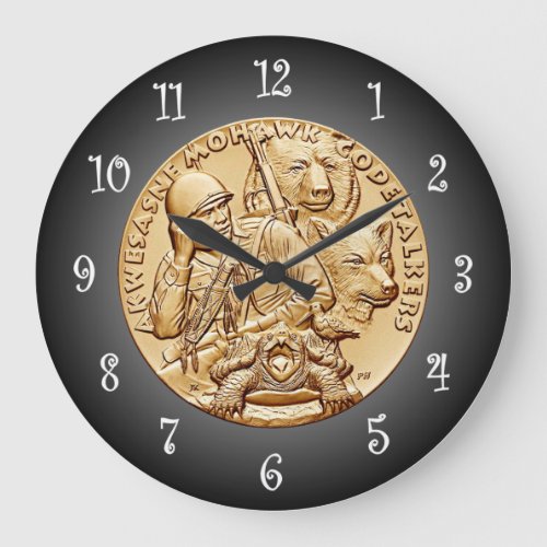 St Regis Mohawk Tribe Code Talkers Bronze Medal  Large Clock