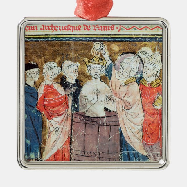 St. Remigius, Bishop of Rheims  baptising Metal Ornament (Front)