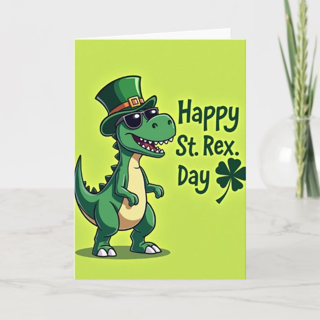 St Rex Day Funny Dino Card (Front)