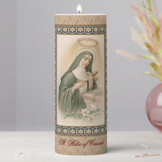 St. Rita of Cascia (M 015) 3"x8" Pillar Candle (In Situ)