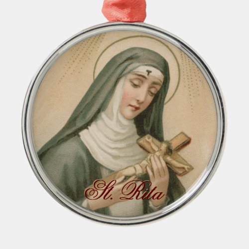 St Rita of Cascia M 015 Circular Metal Ornament