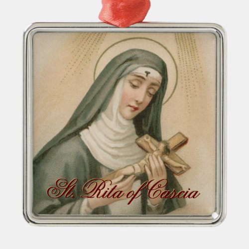 St Rita of Cascia M 015 Square Metal Ornament