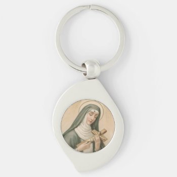 St. Rita Of Cascia (m 015) Swirl Metal Keychain by Saints_Aplenty at Zazzle