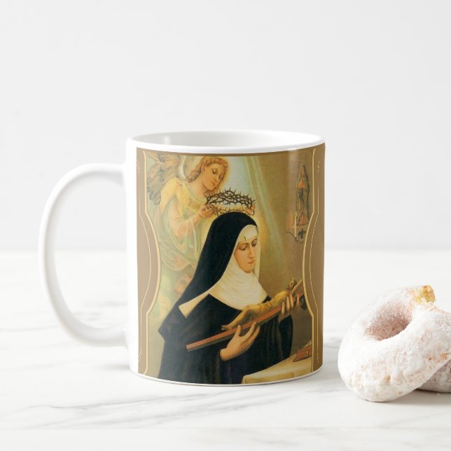 St. Rita of Cascia w/Crown of Thorns Angel Coffee Mug (With Donut)