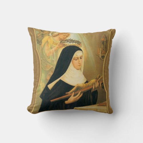 St Rita of Cascia wCrown of Thorns Angel Throw Pillow