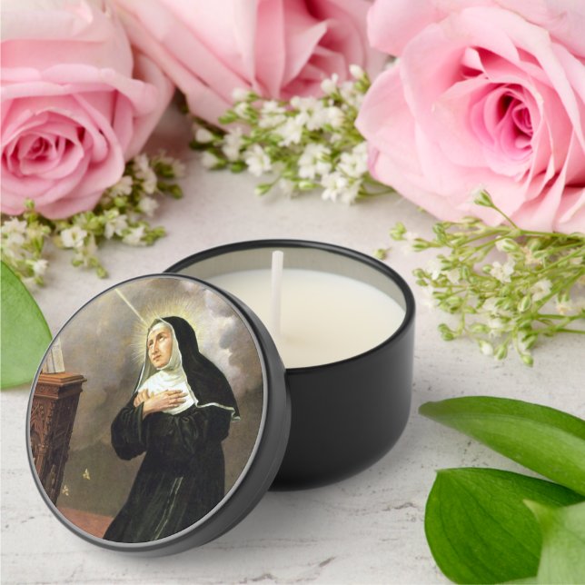 St. Rita with Bees Praying at a Crucifix Mini Candle Favors (Insitu (Wedding))
