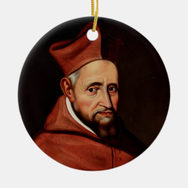St. Robert Bellarmine Roman Library Art Ceramic Ornament (Front)