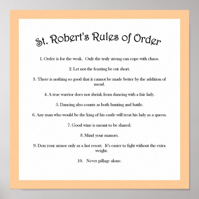 St. Robert's Rules of Order Poster (Front)
