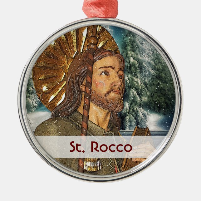 St. Rocco - San Rocco - St. Roch Silver Ornament (Front)