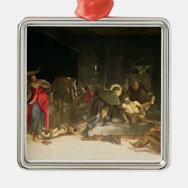 St. Roch Curing the Plague Metal Ornament (Front)