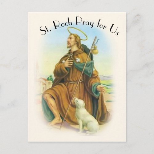 St Roch Rocco Italian Patron Saint of Dogs Postcard